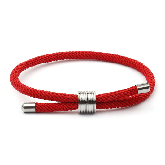 Bracelets de mode en acier titane avec corde rouge Life