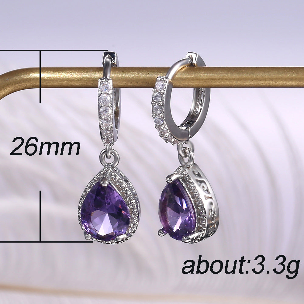 Women's Creative Retro Claw Inlaid Purple Gem Earrings