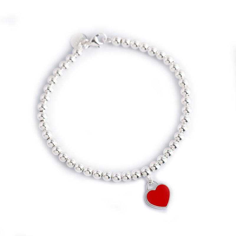 Bracelets bouddha coeur rouge en émail femme Sier