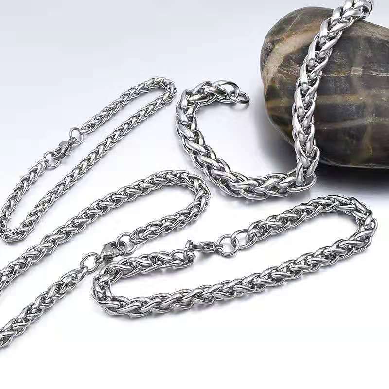 Trendige Herren-Korbketten-Edelstahl-Ornamentarmbänder aus Stahl