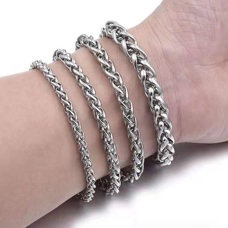 Trendige Herren-Korbketten-Edelstahl-Ornamentarmbänder aus Stahl