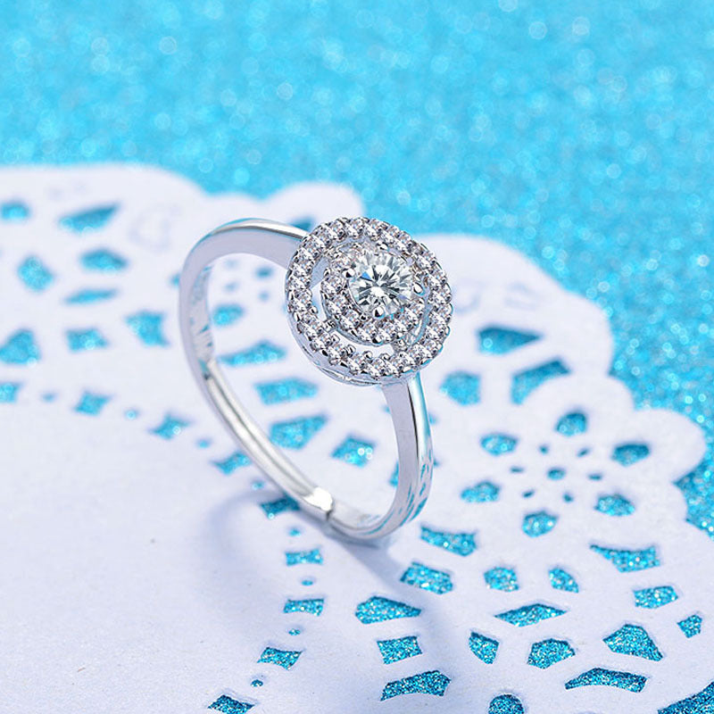 Bagues de mariage à bouche réglable en diamant pour femme, simulation