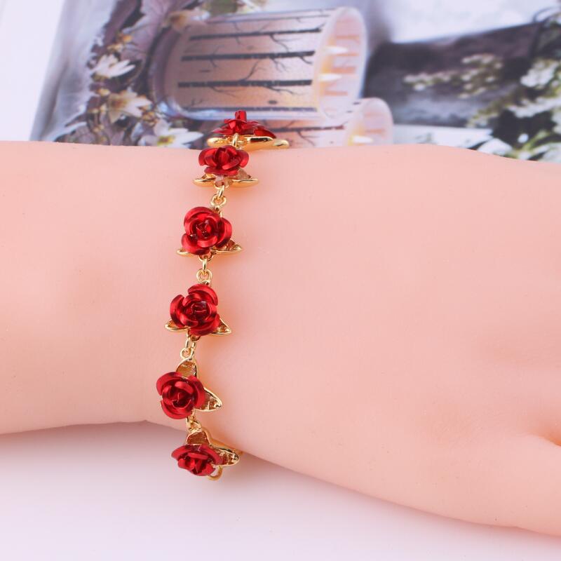 Einfache vergoldete Schmuck-Rosenarmbänder für Damen im koreanischen Stil