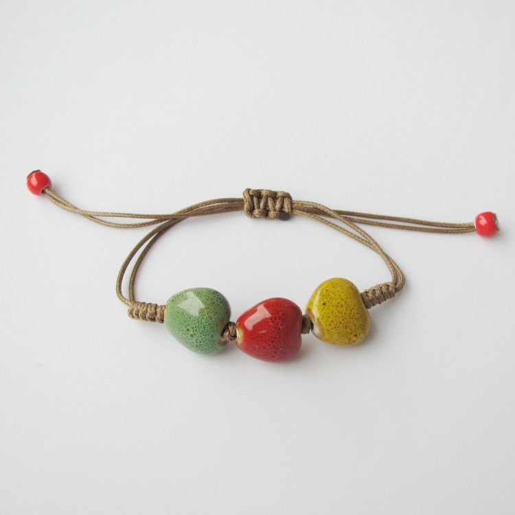 Women's Hand-woven Peach Heart Flower Glaze Simple Ethnic Style Stall Bracelets