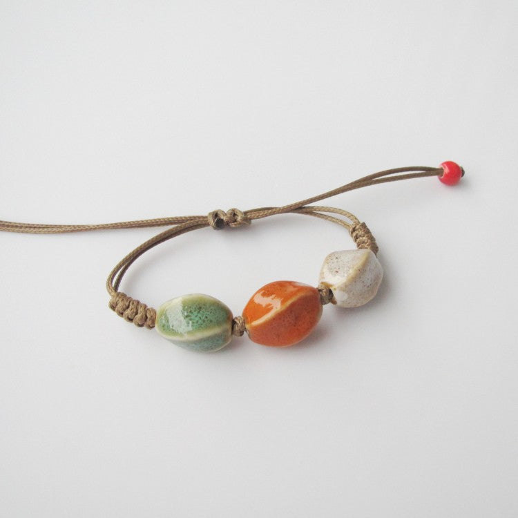 Women's Hand-woven Peach Heart Flower Glaze Simple Ethnic Style Stall Bracelets