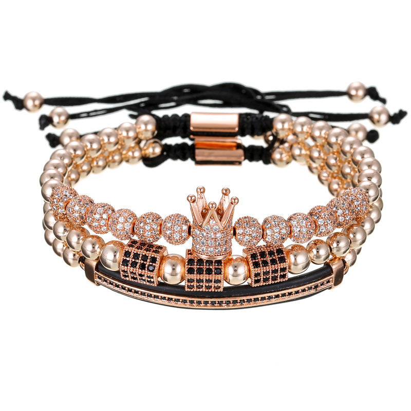 Bracelets combinés en forme de croissant à double rangée de diamants avec boule de strass