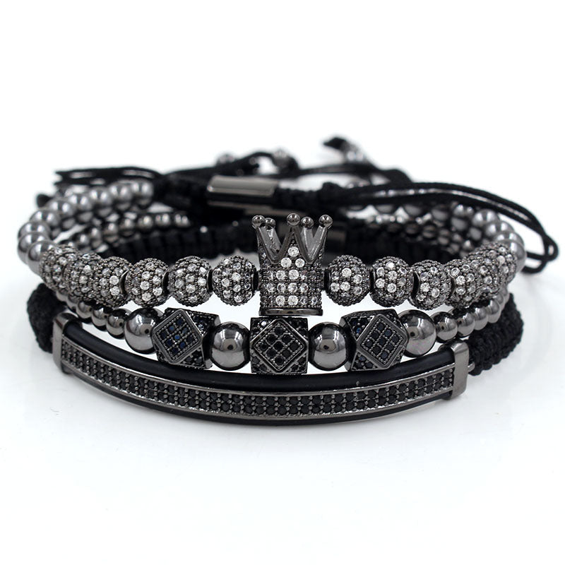 Bracelets combinés en forme de croissant à double rangée de diamants avec boule de strass