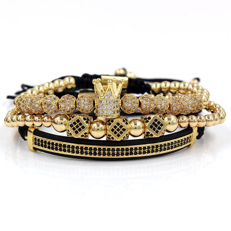 Rhinestone Ball Diamond Double Row Crescent Combination Bracelets