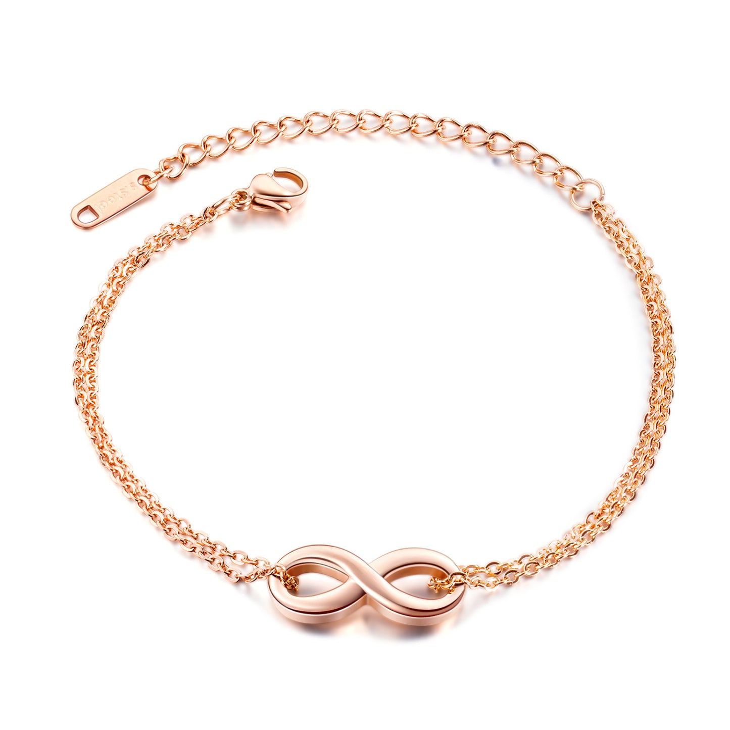 Infinite-Armbänder für Damen mit Titanstahlbeschichtung und Roségold