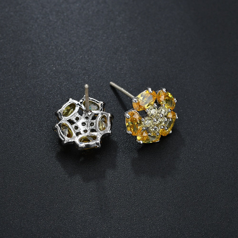 Flower Pure Sier Ear Pin Grade Earrings