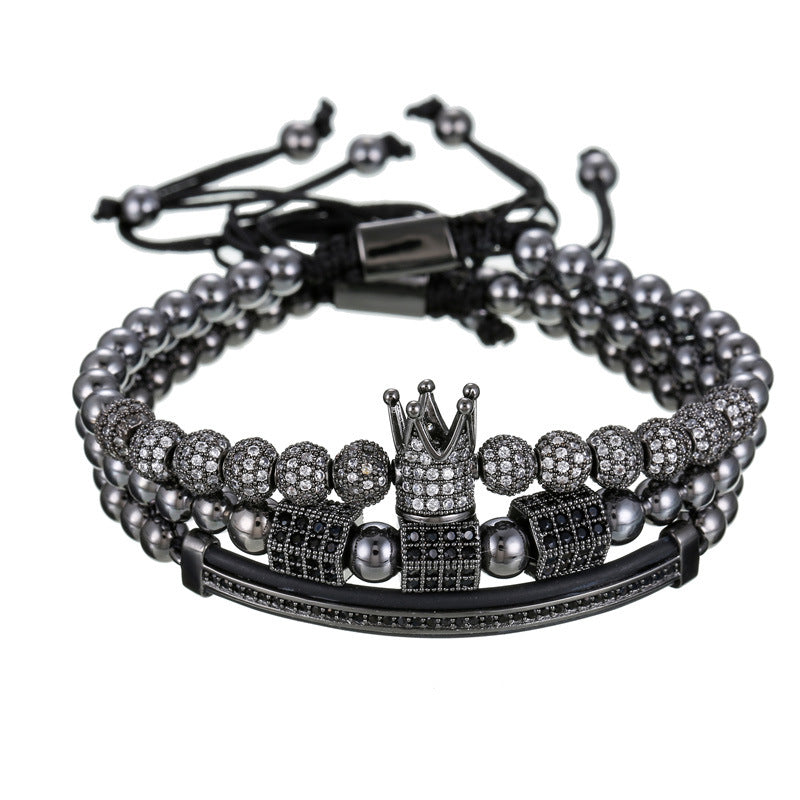 Rhinestone Ball Diamond Double Row Crescent Combination Bracelets