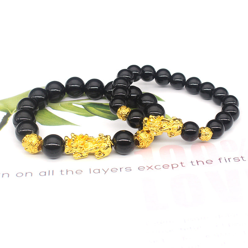 Women's & Men's & Hard Gold Imitation Stone Color Protection Bracelets