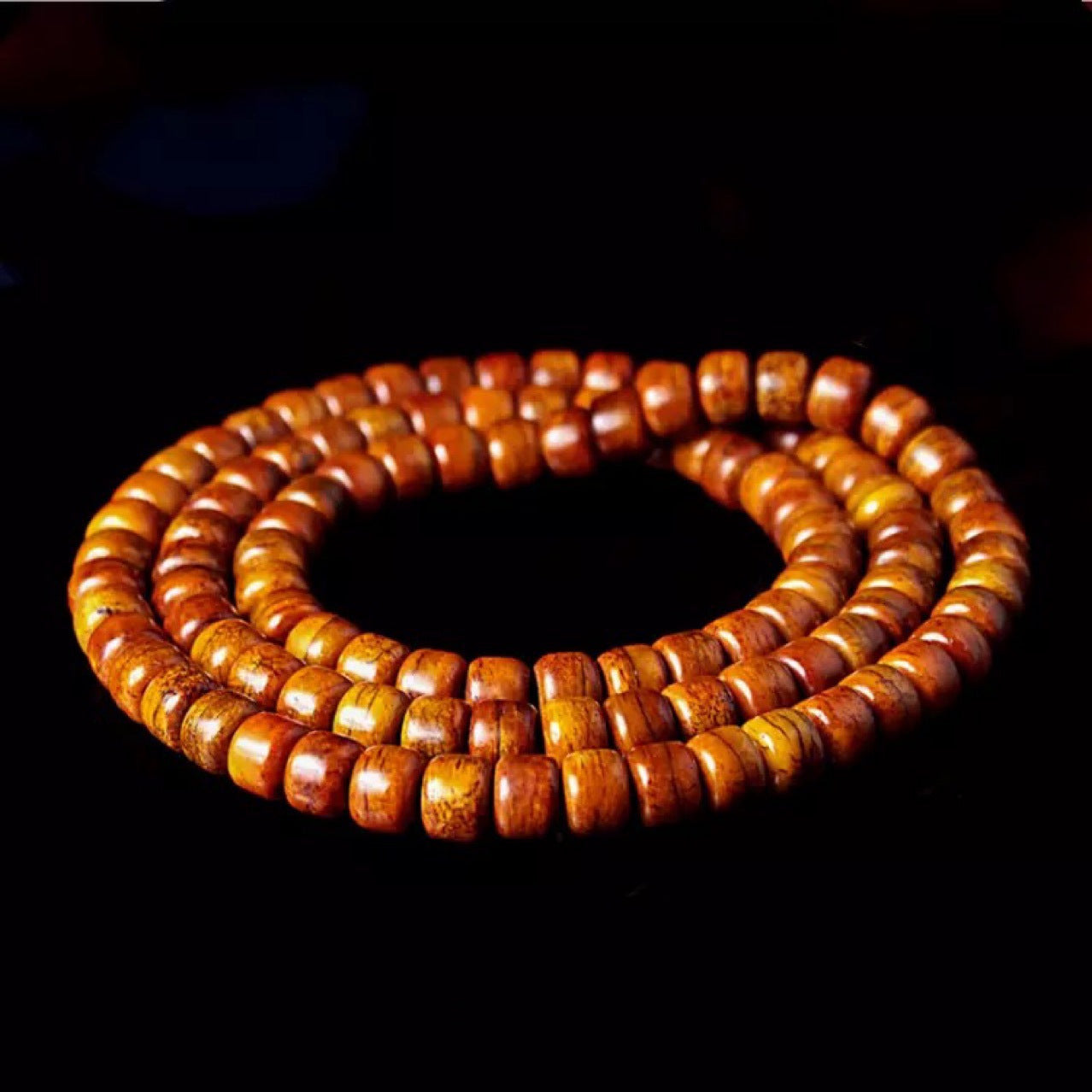 Women's & Men's Bone Camel Distressed Weathering Fried Pattern Tibetan Style Barrel Beads Bracelets