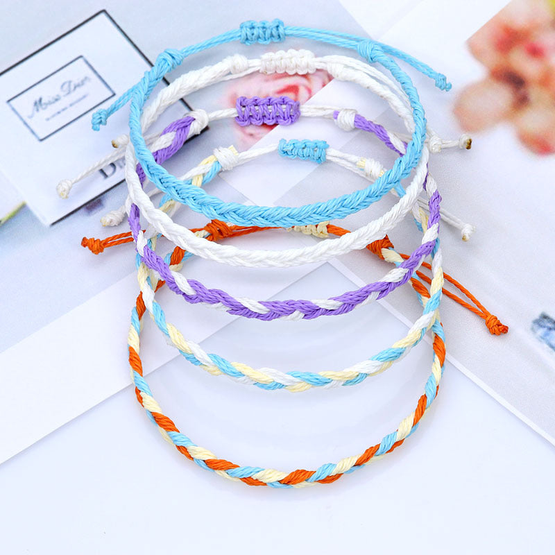 Ornament Color Woven Waterproof Wax Line Bracelets