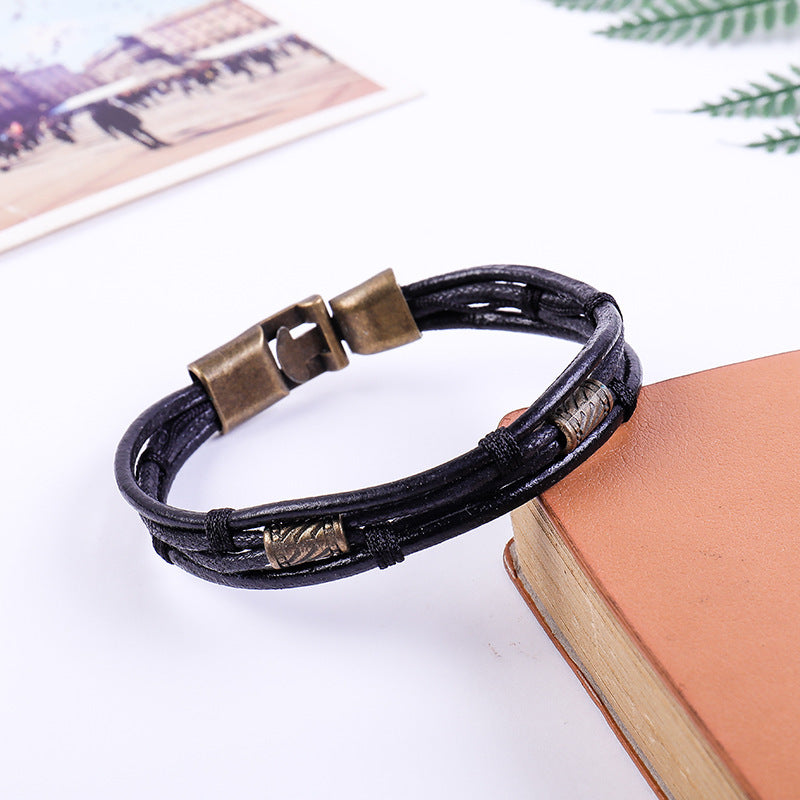 Men's Alloy Buckle Handmade Woven Release Jewelry Bracelets