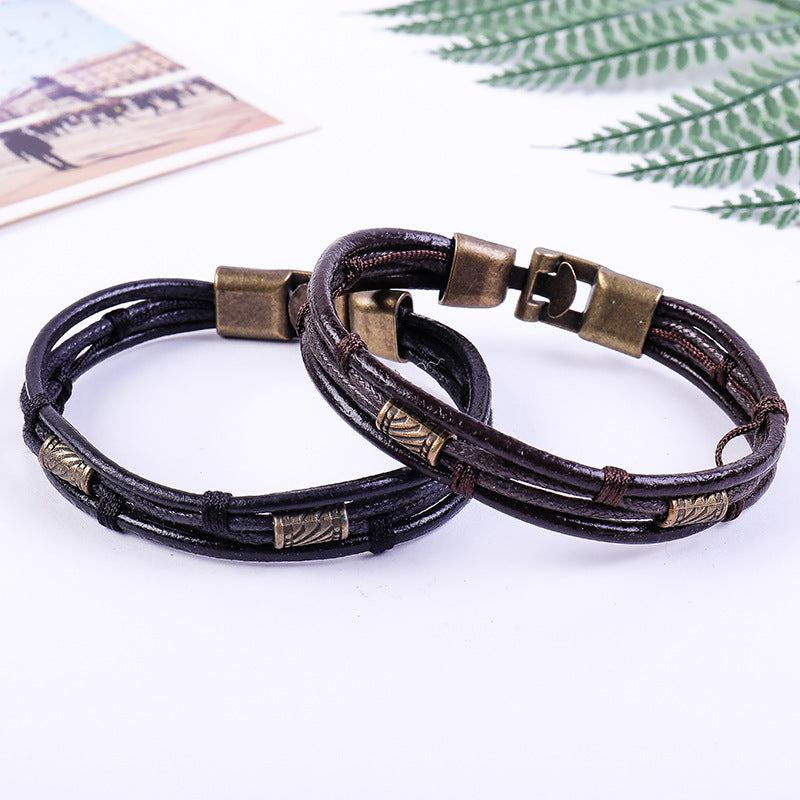 Men's Alloy Buckle Handmade Woven Release Jewelry Bracelets