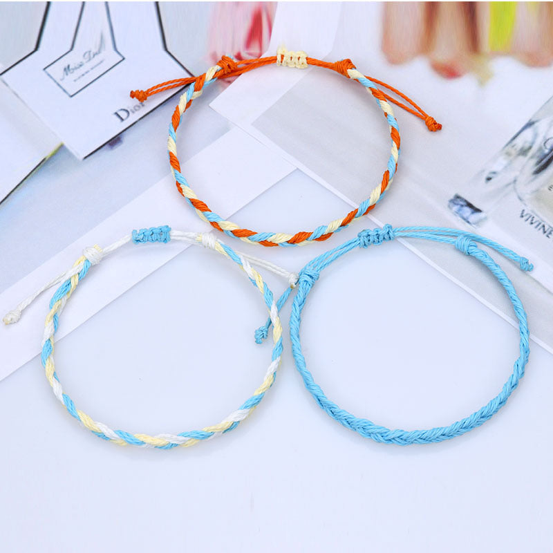Ornament Color Woven Waterproof Wax Line Bracelets