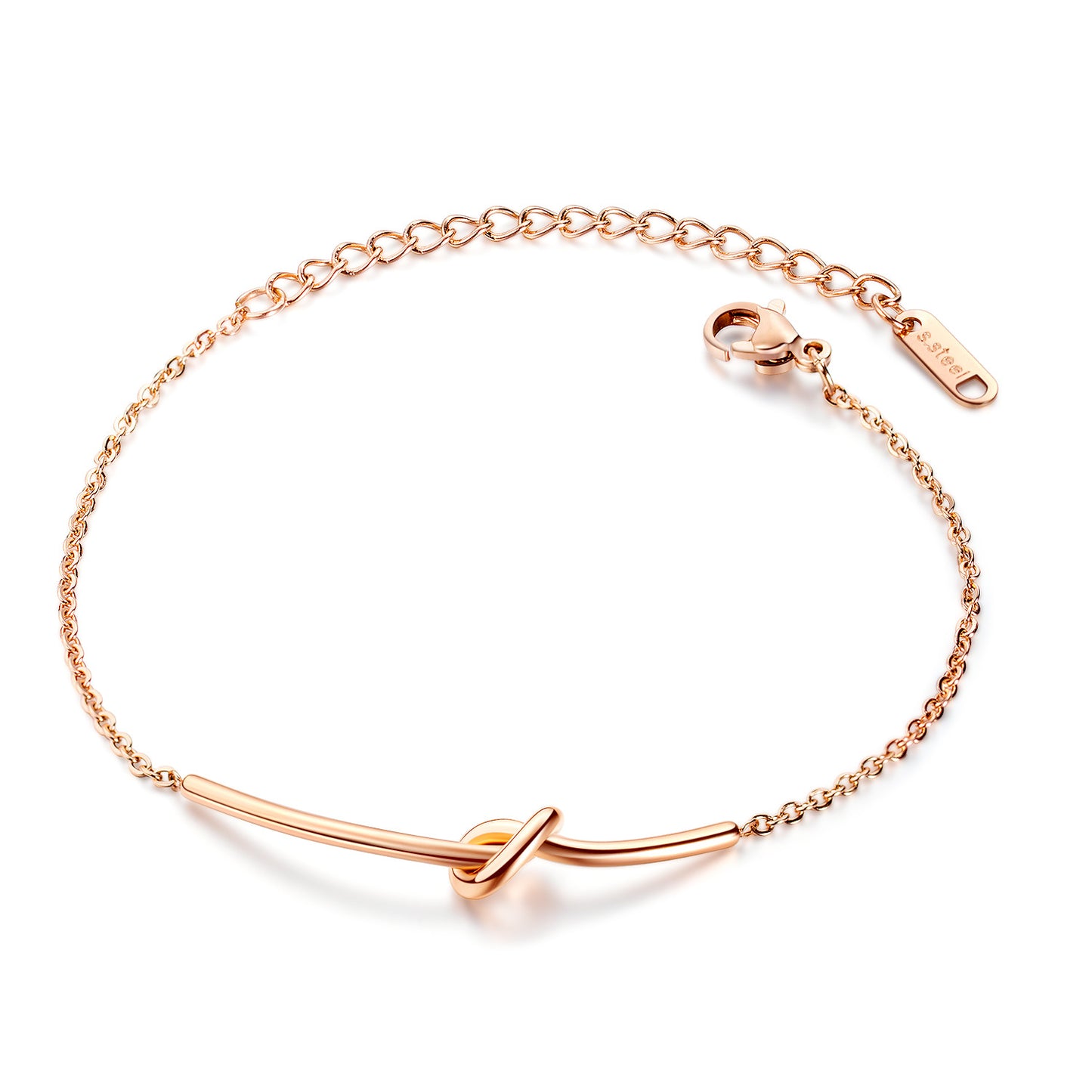 Women's Titanium Steel Plated Rose Gold Knotted Bracelets