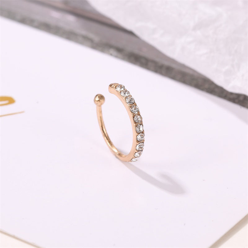 Classic Design With Diamond Pseudo Without Pierced Ears Single Micro Ear Clip