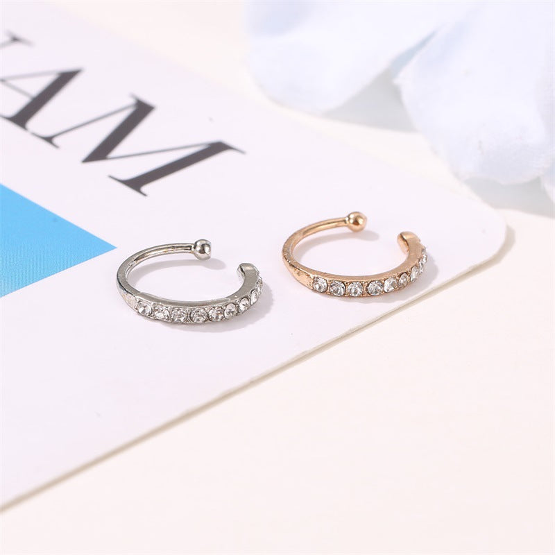 Classic Design With Diamond Pseudo Without Pierced Ears Single Micro Ear Clip