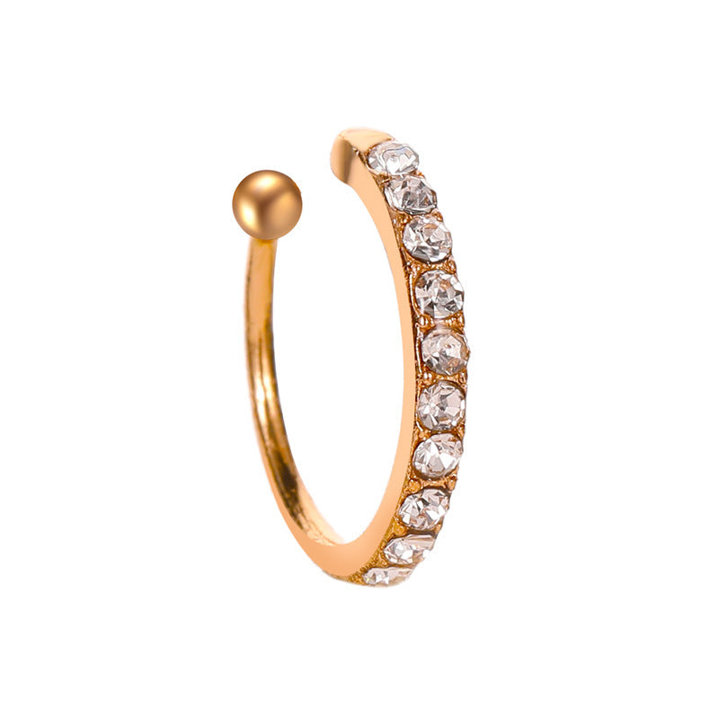 Classic Design With Diamond Pseudo Without Pierced Ears Single Micro Ear Clip