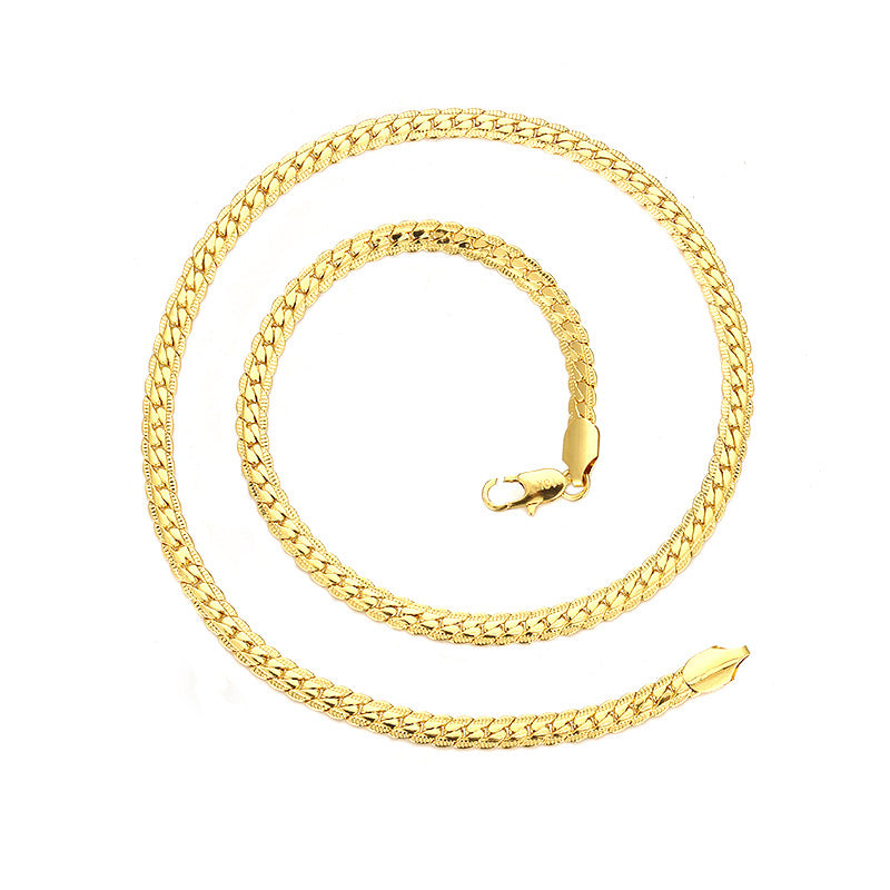 Men's Gold-plated Sier Plated Curb Chain Hip Necklaces