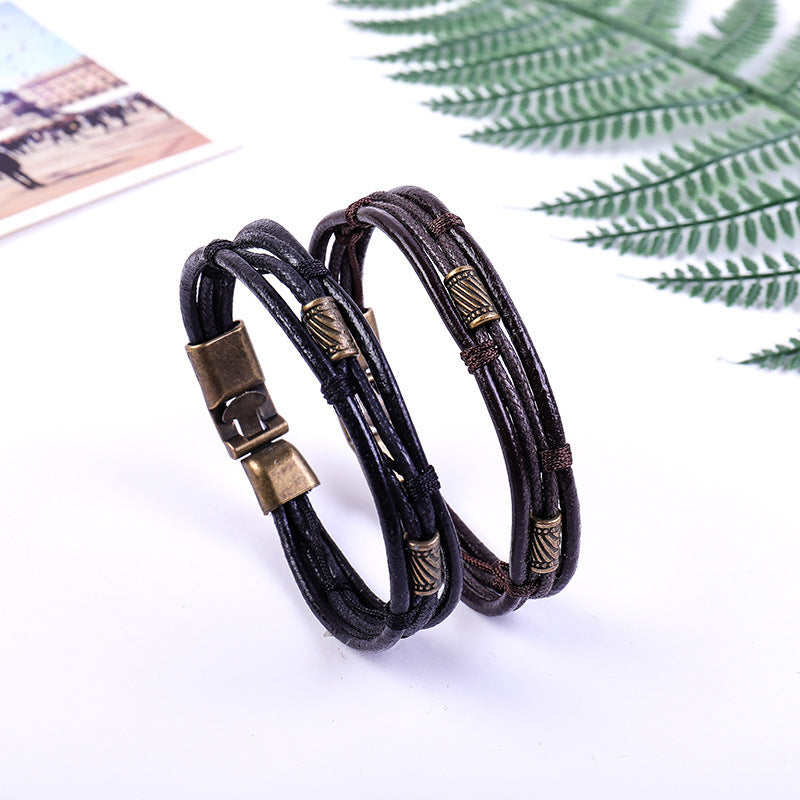 Men's Alloy Buckle Handmade Woven Release Jewelry Bracelets