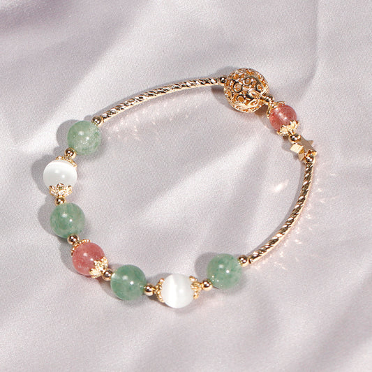 Bracelets en pierre de lune pour femme, opale de Quartz vert fraise