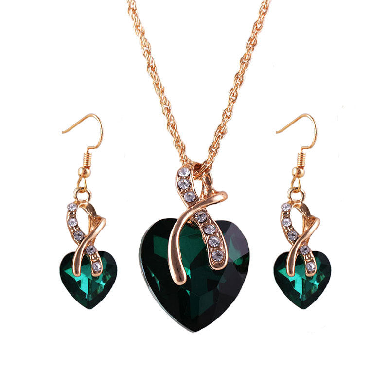 Women's Dinner Wedding Water Drop Heart-shaped Austrian Crystal Zircon Bridal Decorations Necklaces