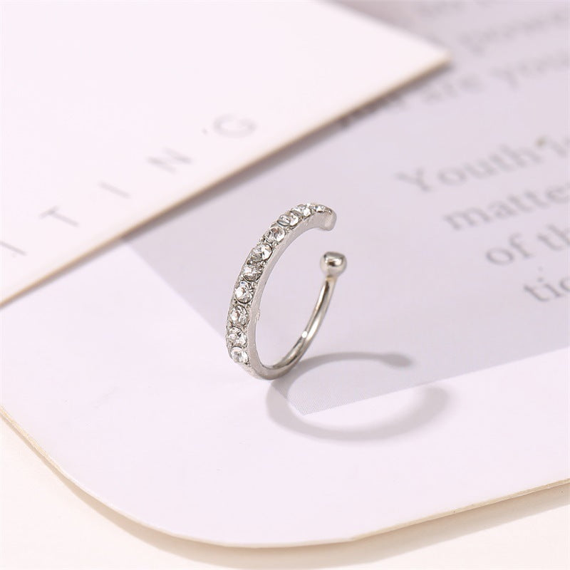 Classic Design With Diamond Pseudo Without Pierced Ears Single Micro Ear Clip