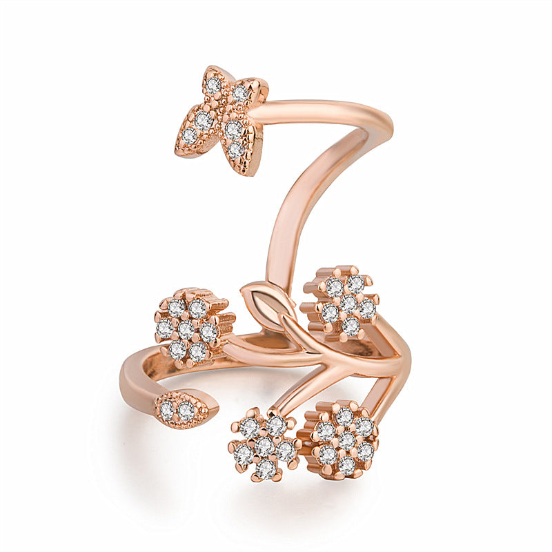 Butterfly Open Snowflake Zircon Rose Gold Rings