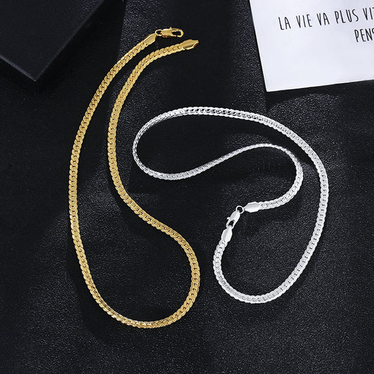 Men's Gold-plated Sier Plated Curb Chain Hip Necklaces