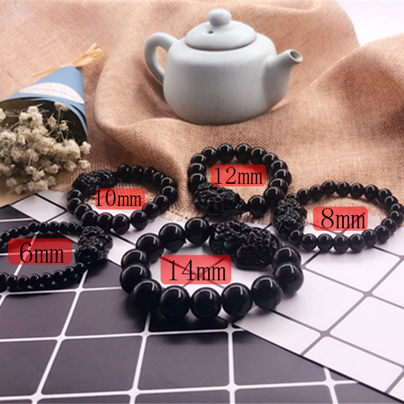 Bracelets multiples imitation obsidienne Pi, promotion équitable