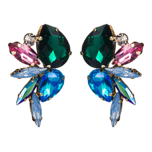 High Profile Fashion Glass Drill Diamond Colorful Crystals Female Earrings