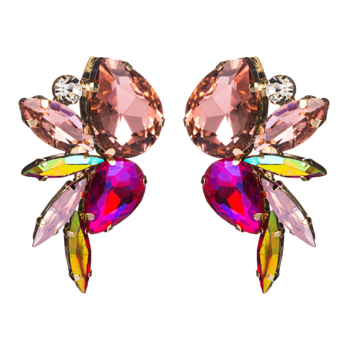 High Profile Fashion Glass Drill Diamond Colorful Crystals Female Earrings