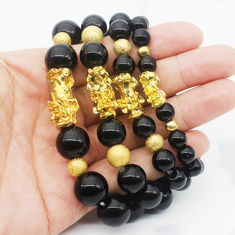 Women's & Men's & Hard Gold Imitation Stone Color Protection Bracelets