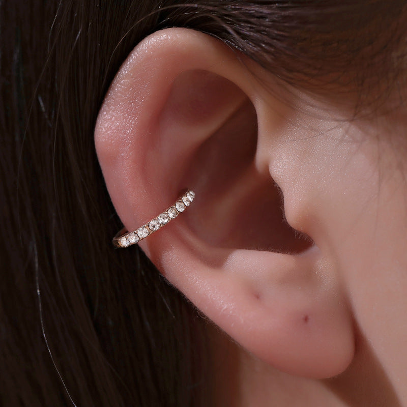 Classic Design With Diamond Pseudo Without Pierced Ears Single Micro Ear Clip