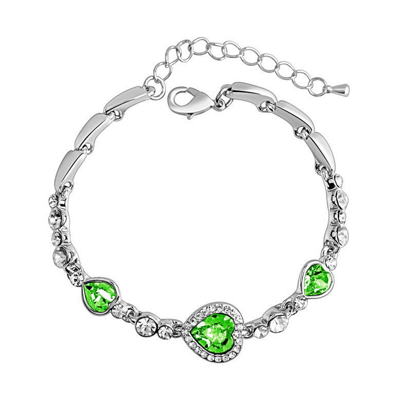 Liebe herzförmige Pfirsich-Kristall-Diamant-Armbänder