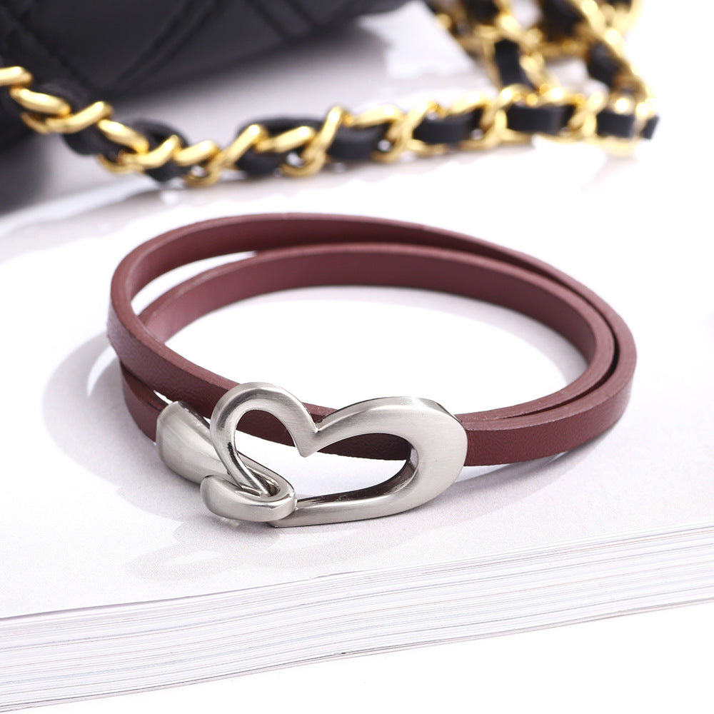 Bracelets à main en cuir frais Simple Love pour femmes