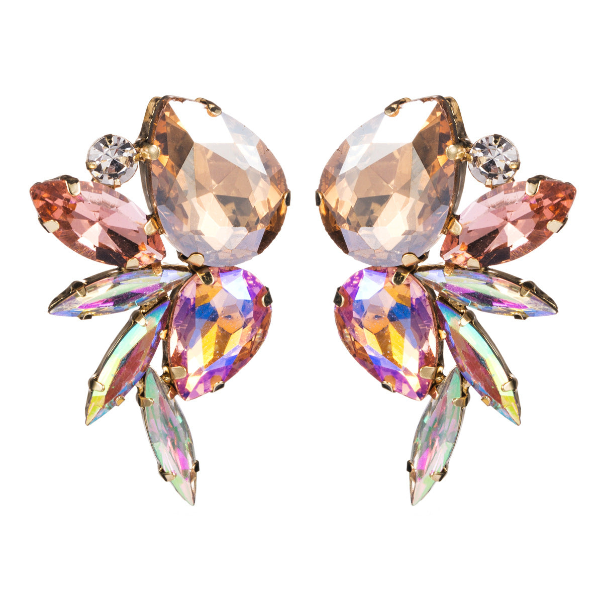 High Profile Fashion Glass Drill Diamond Colorful Crystals Female Earrings