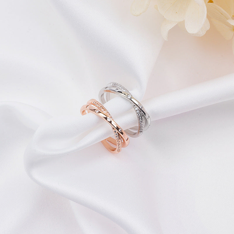 Women's Rhinestone Rose Gold Fashion Dual Layer Rings