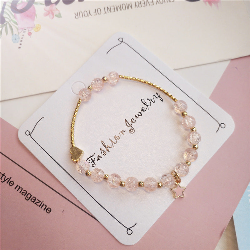 Star Hot Flower Pink Crystal Single Circle Stylish Bracelets