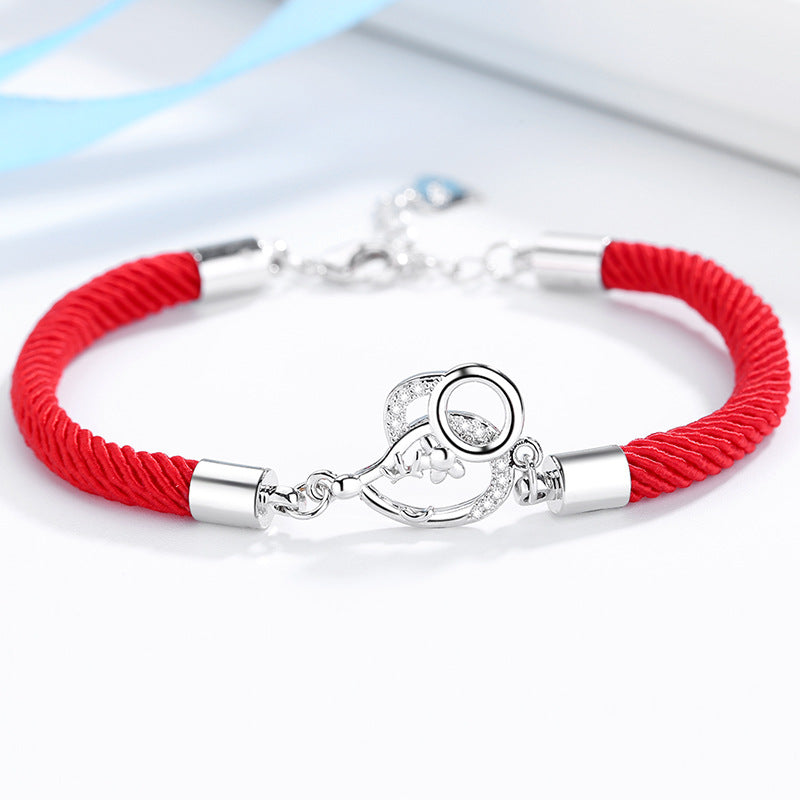 Rotes Seil weibliche Sternzeichen-Armbänder im koreanischen Stil