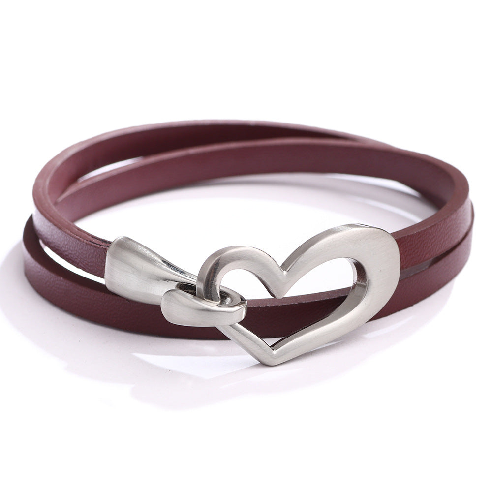 Bracelets à main en cuir frais Simple Love pour femmes