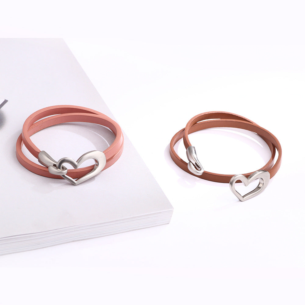 Bracelets à main en cuir frais Simple Love pour femmes