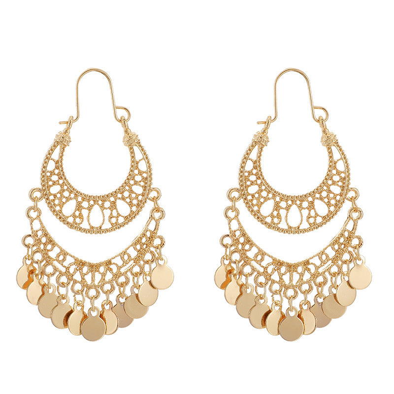 Women's U-shaped Ethnic Style Round Hollow Crescent Earrings