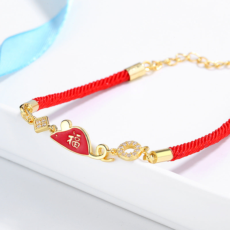 Life Red Rope Female Zodiac Woven Carrying Bracelets