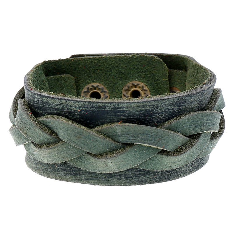 Herren-Armbänder im Ethno-Stil mit gewebtem Ornament und einfachen Rindern