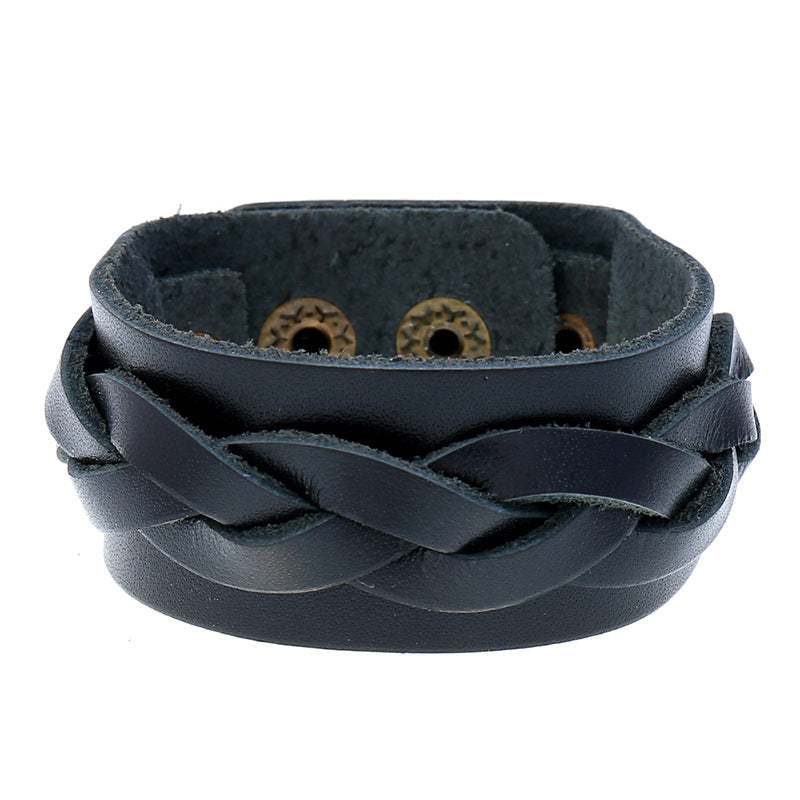 Herren-Armbänder im Ethno-Stil mit gewebtem Ornament und einfachen Rindern