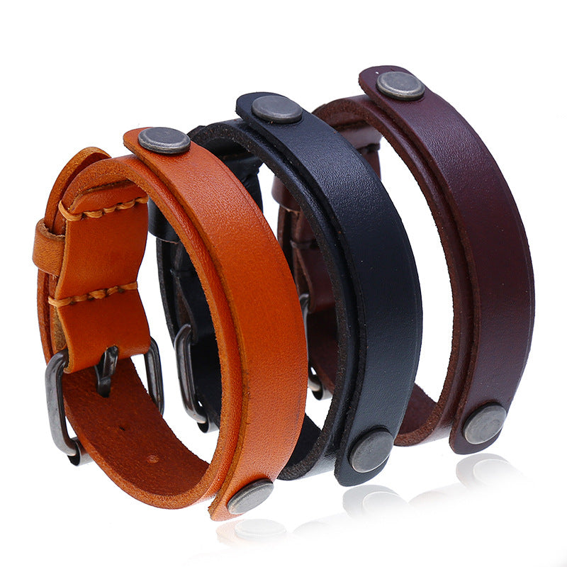 Men's Simple Personality Punk Cattle Leather Street Bracelets